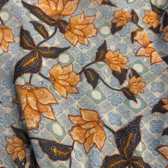 Rachel Zoe Floral Sleeveless Orange Blue and Brown Spring Blouse Top - Picture 7 of 8